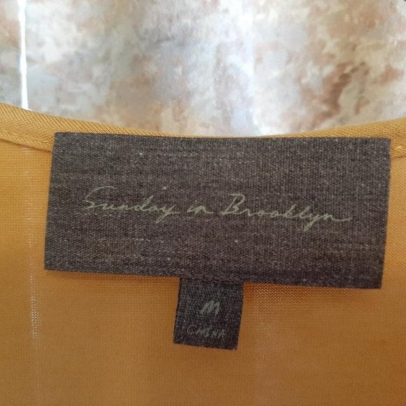 Mustard colored l/s wrap ruffle front blouse - Picture 3 of 5